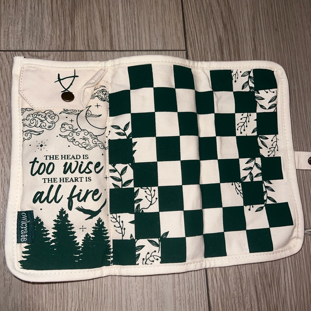 Checkered Green and White Fabric travel game